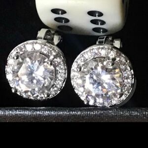 8mm Diamond Clip On Stud Earrings